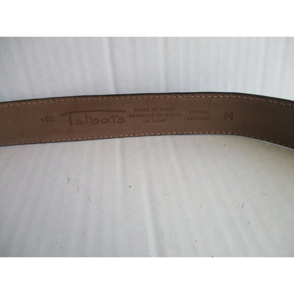 *Talbots Black Leather Croc Belt Patent Embossed Leaf Punch Buckle - Picture 6 of 7